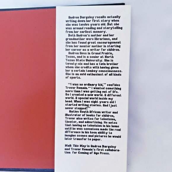 Walk This Way by Andrea Bargsley 1994 Hardcover Inscribed, Signed by Author - Picture 6 of 7